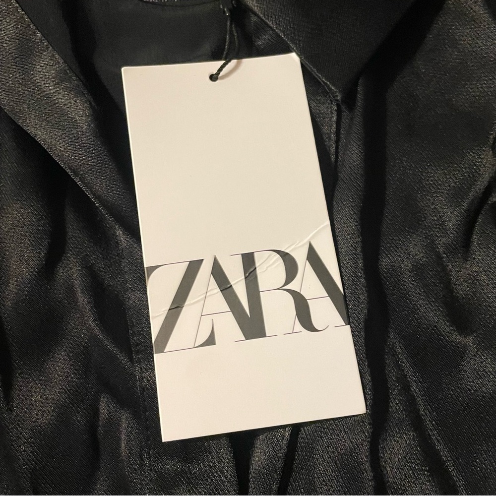 Zara Black Satin Blouse - Picture 3 of 5